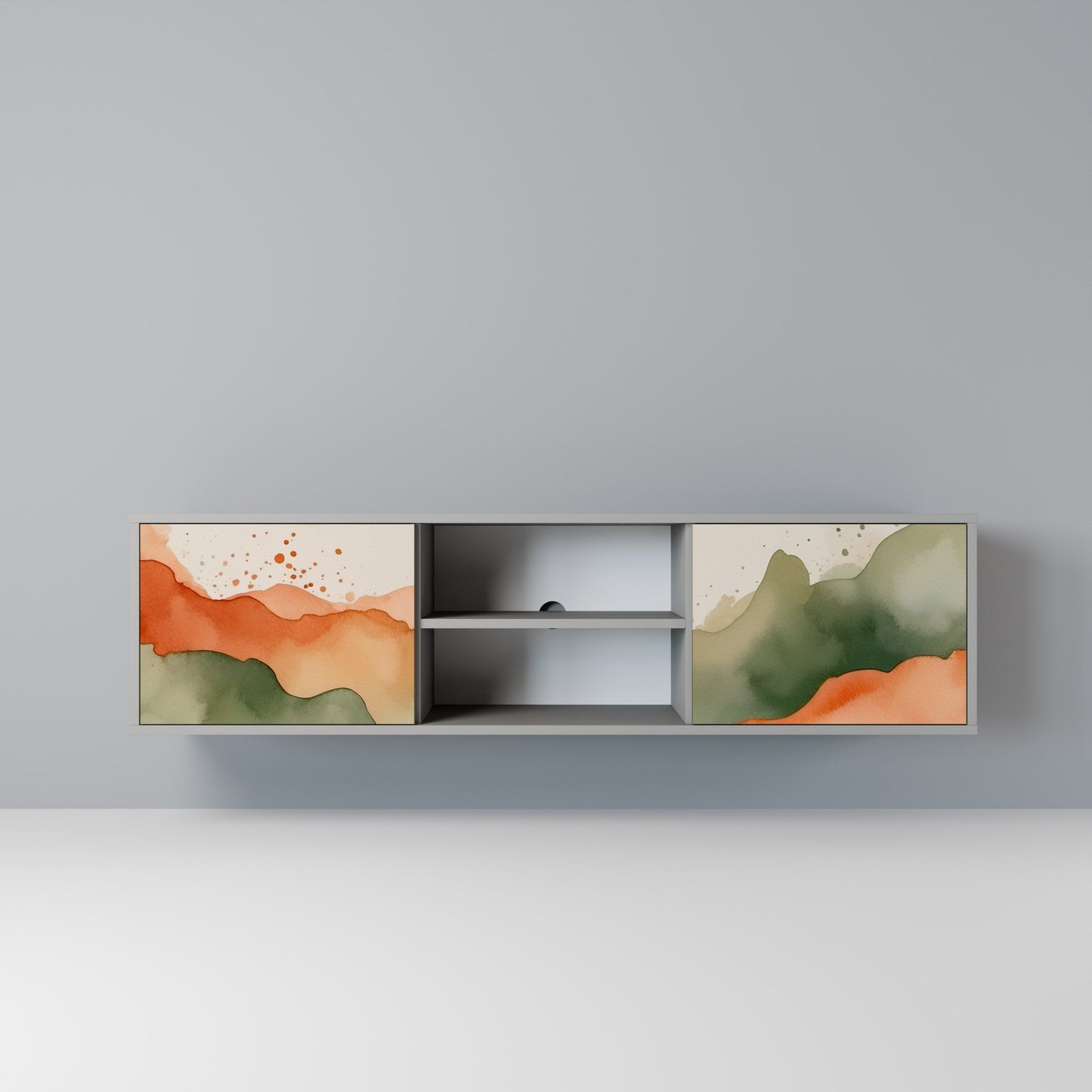 WATERCOLOUR PEAKS 2-Door TV Stand in Grey Finish