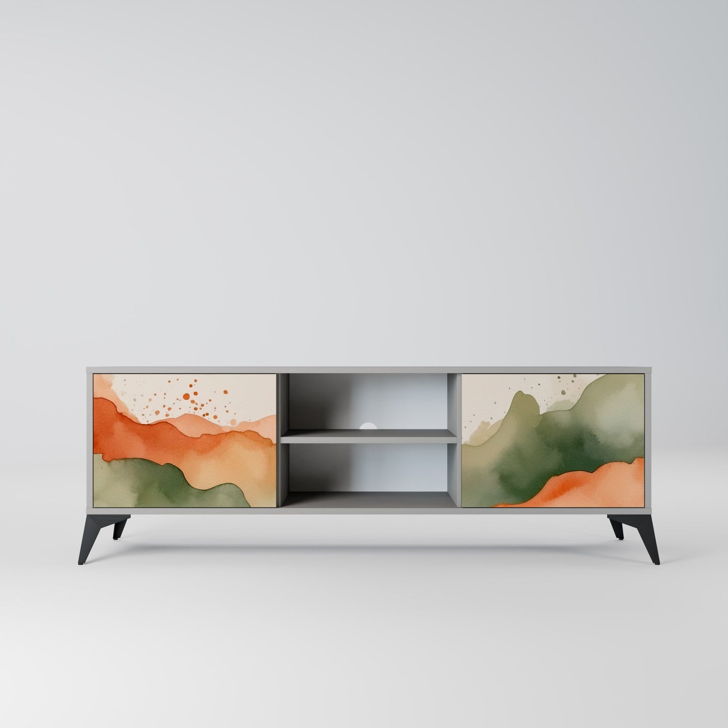 WATERCOLOUR PEAKS 2-Door TV Stand in Grey Finish