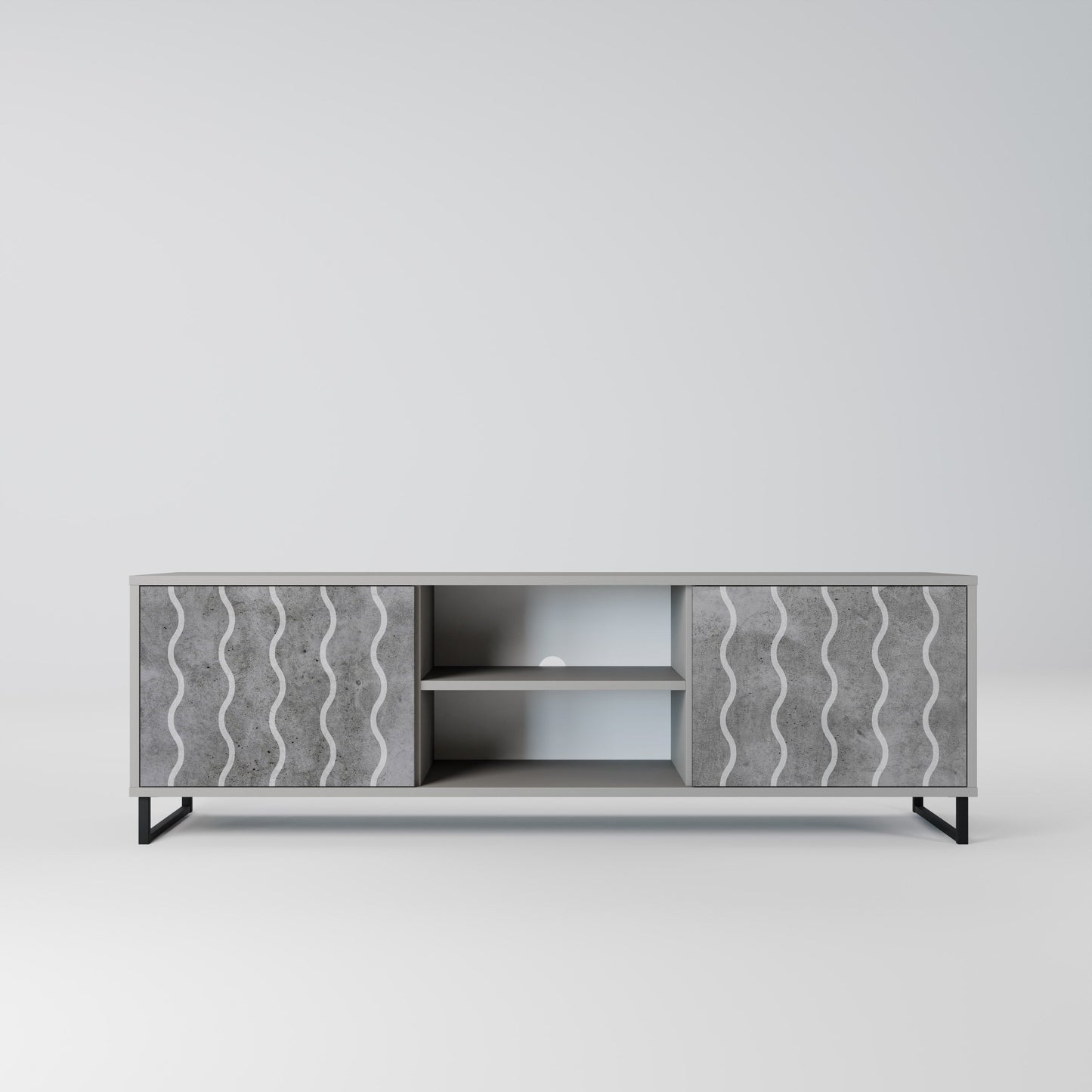 WAVES OF CONCRETE 2-Door TV Stand in Grey Finish
