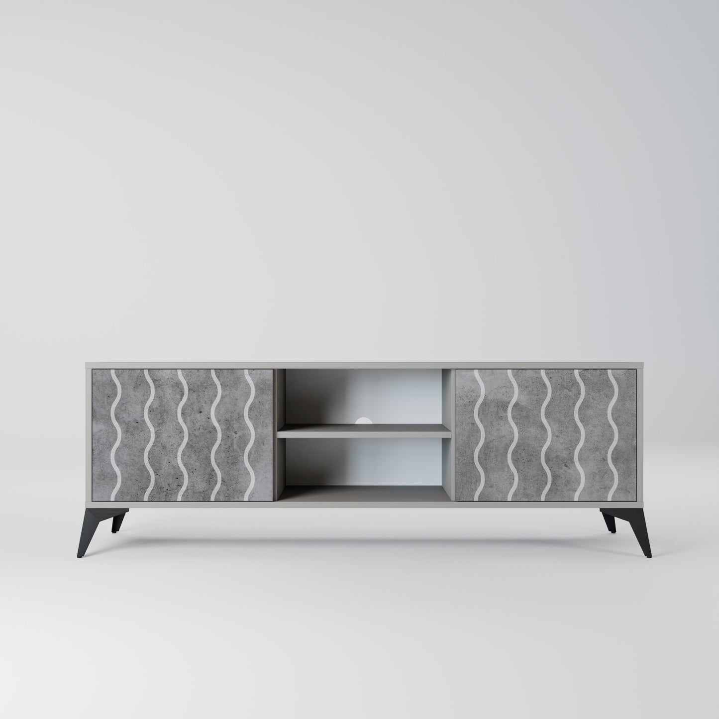 WAVES OF CONCRETE 2-Door TV Stand in Grey Finish