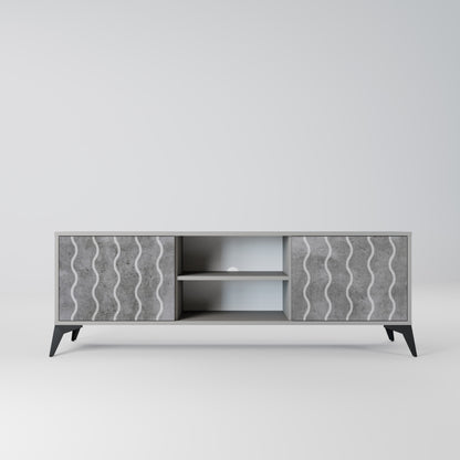 WAVES OF CONCRETE 2-Door TV Stand in Grey Finish