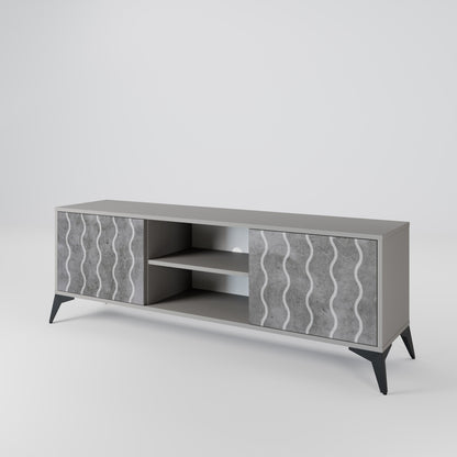 WAVES OF CONCRETE 2-Door TV Stand in Grey Finish