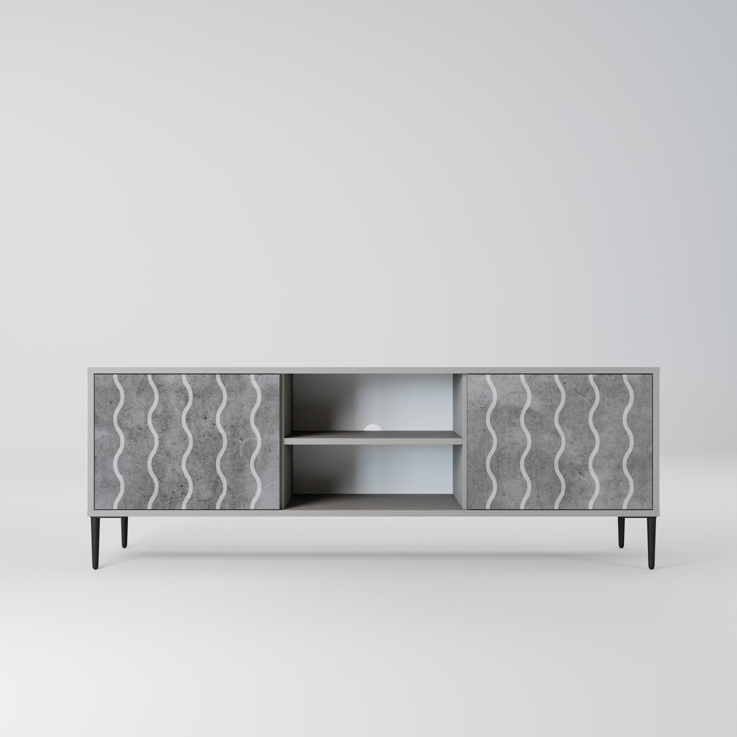 WAVES OF CONCRETE 2-Door TV Stand in Grey Finish