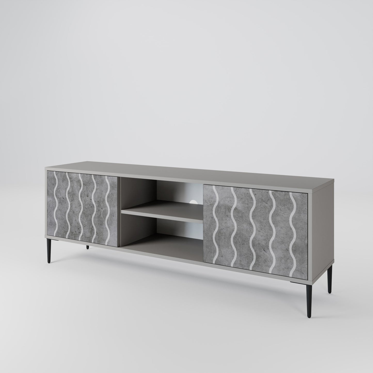WAVES OF CONCRETE 2-Door TV Stand in Grey Finish