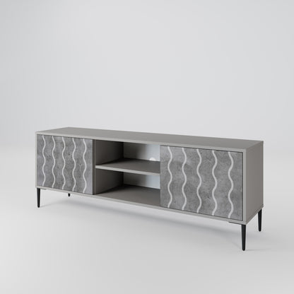 WAVES OF CONCRETE 2-Door TV Stand in Grey Finish