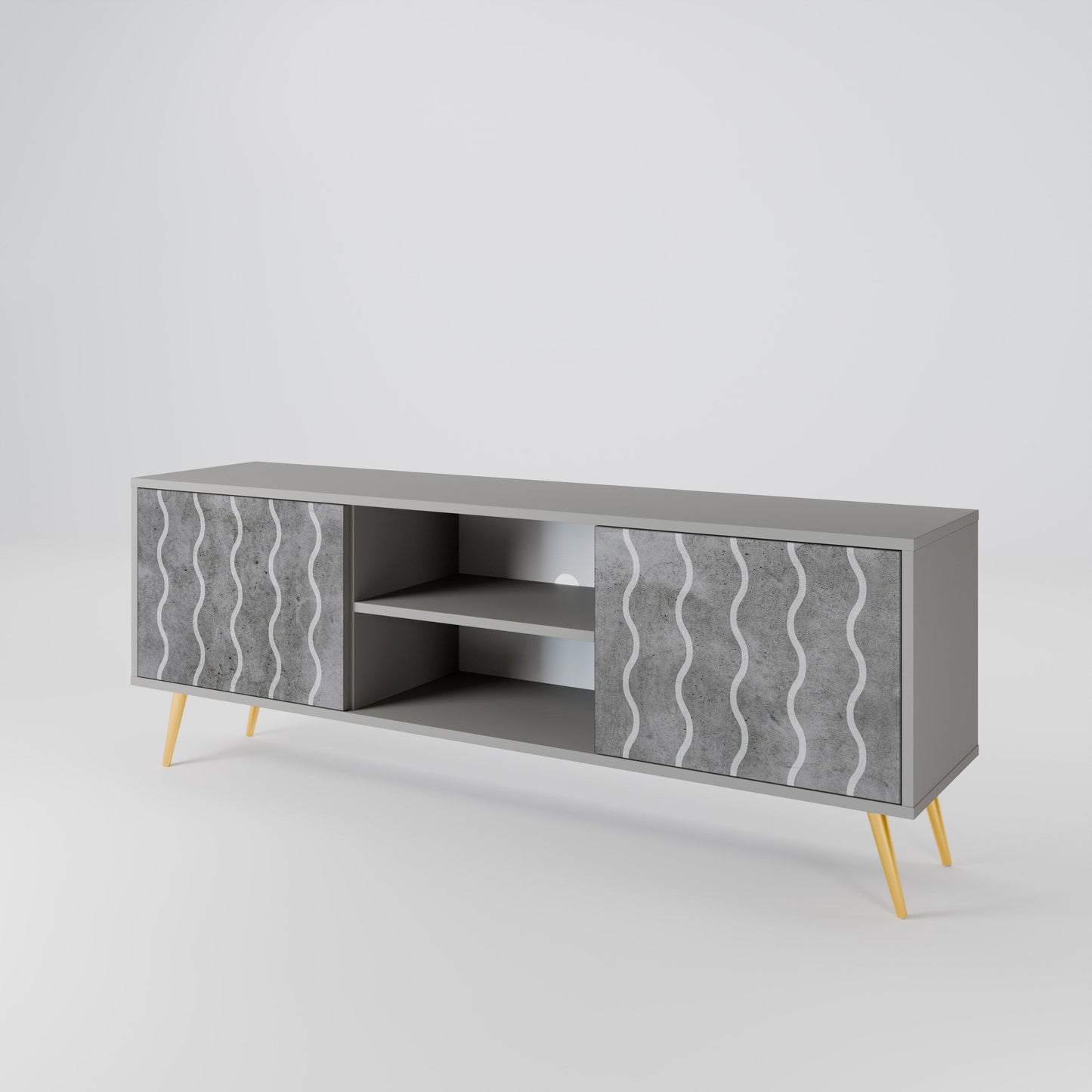 WAVES OF CONCRETE 2-Door TV Stand in Grey Finish