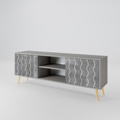 WAVES OF CONCRETE 2-Door TV Stand in Grey Finish