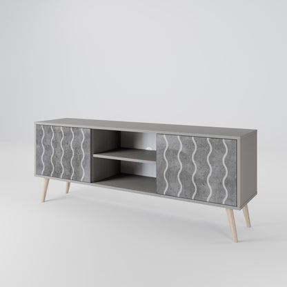 WAVES OF CONCRETE 2-Door TV Stand in Grey Finish