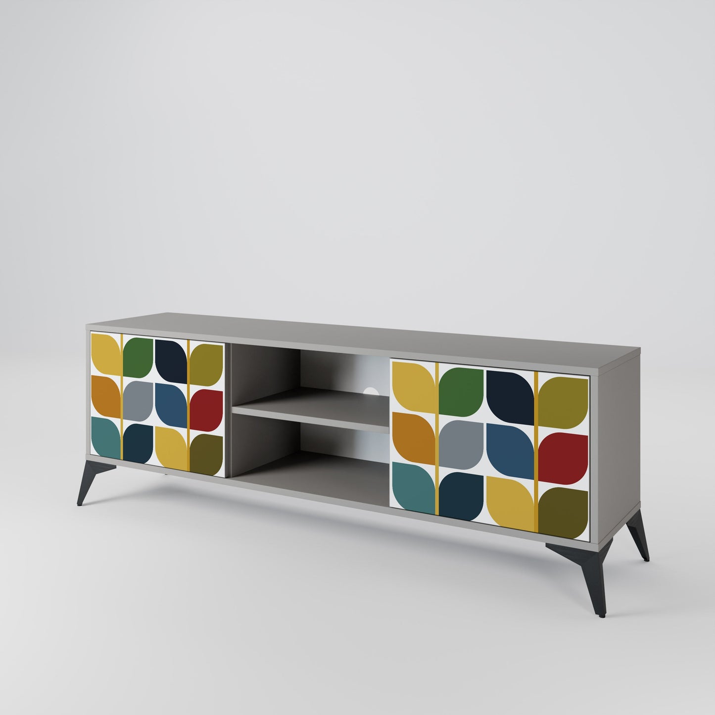 WEIGHTLESS HOURS 2-Door TV Stand in Grey Finish