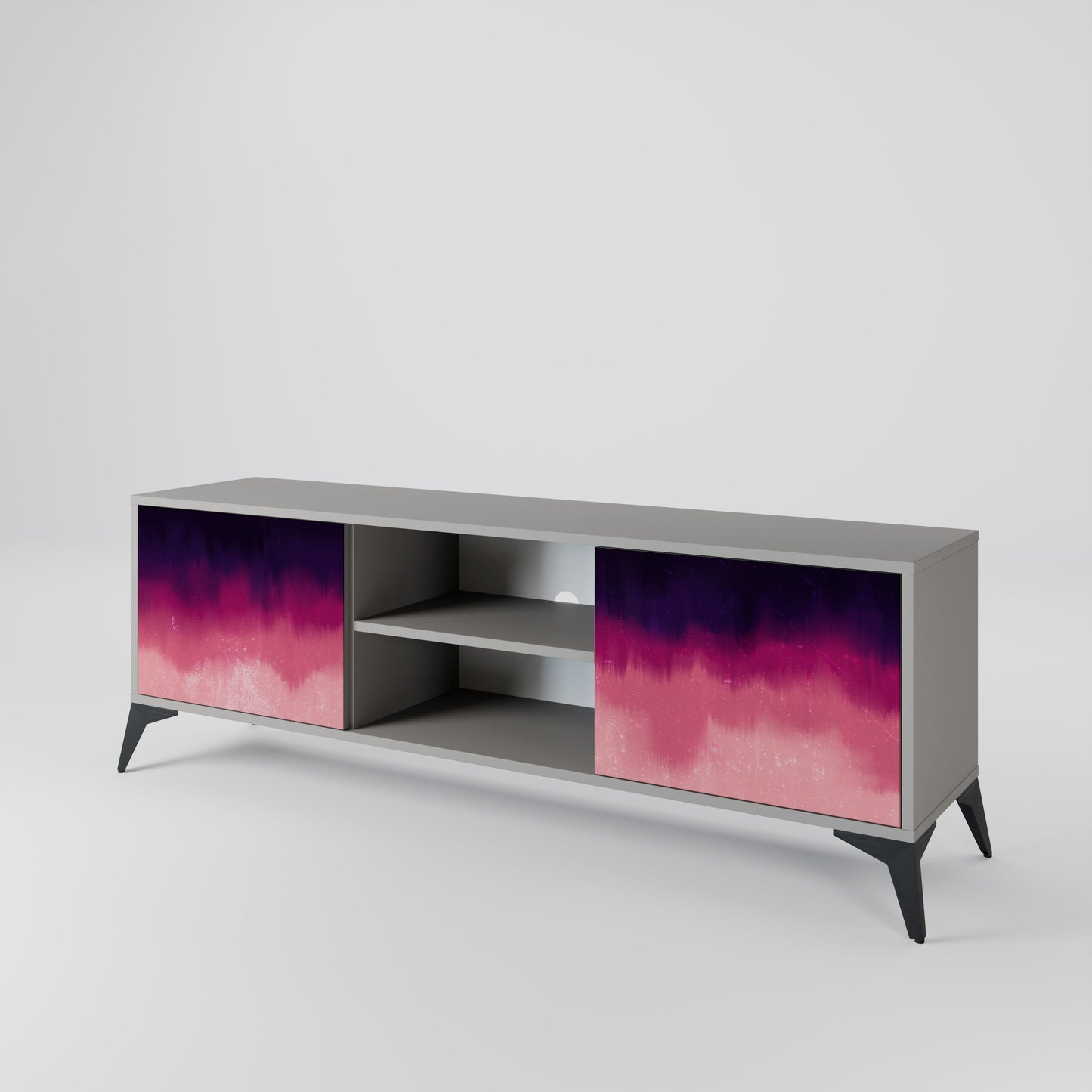 AURORA BOREALIS 2-Door TV Stand in Grey Finish