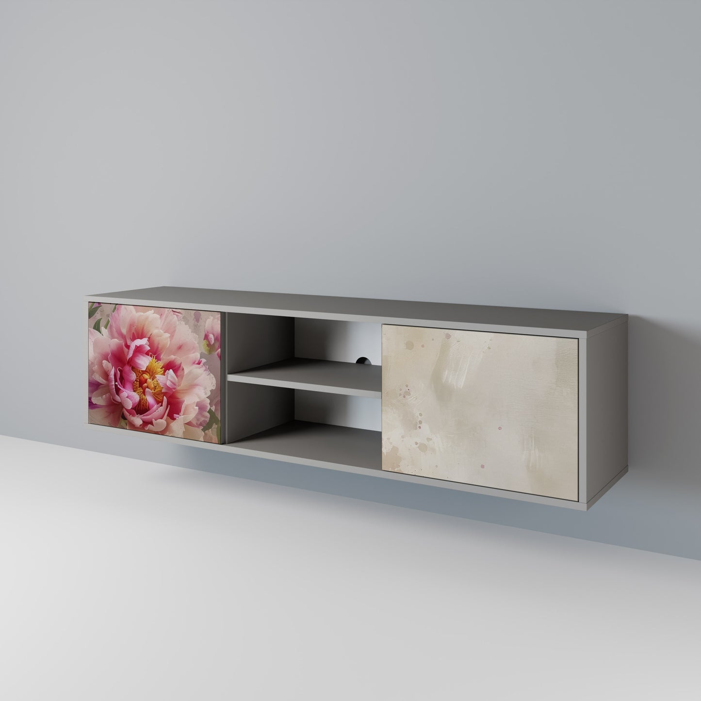 PEONY WHISPER 2-Door TV Stand in Grey Finish