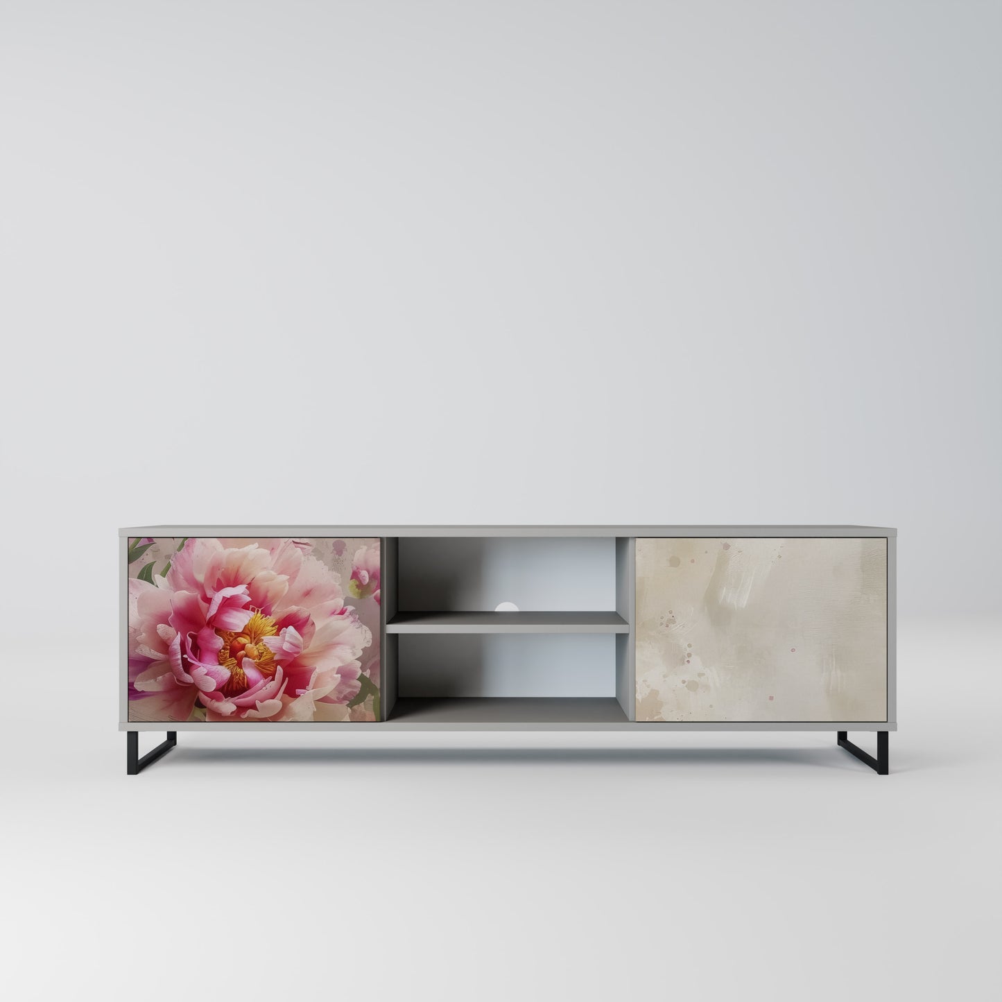 PEONY WHISPER 2-Door TV Stand in Grey Finish