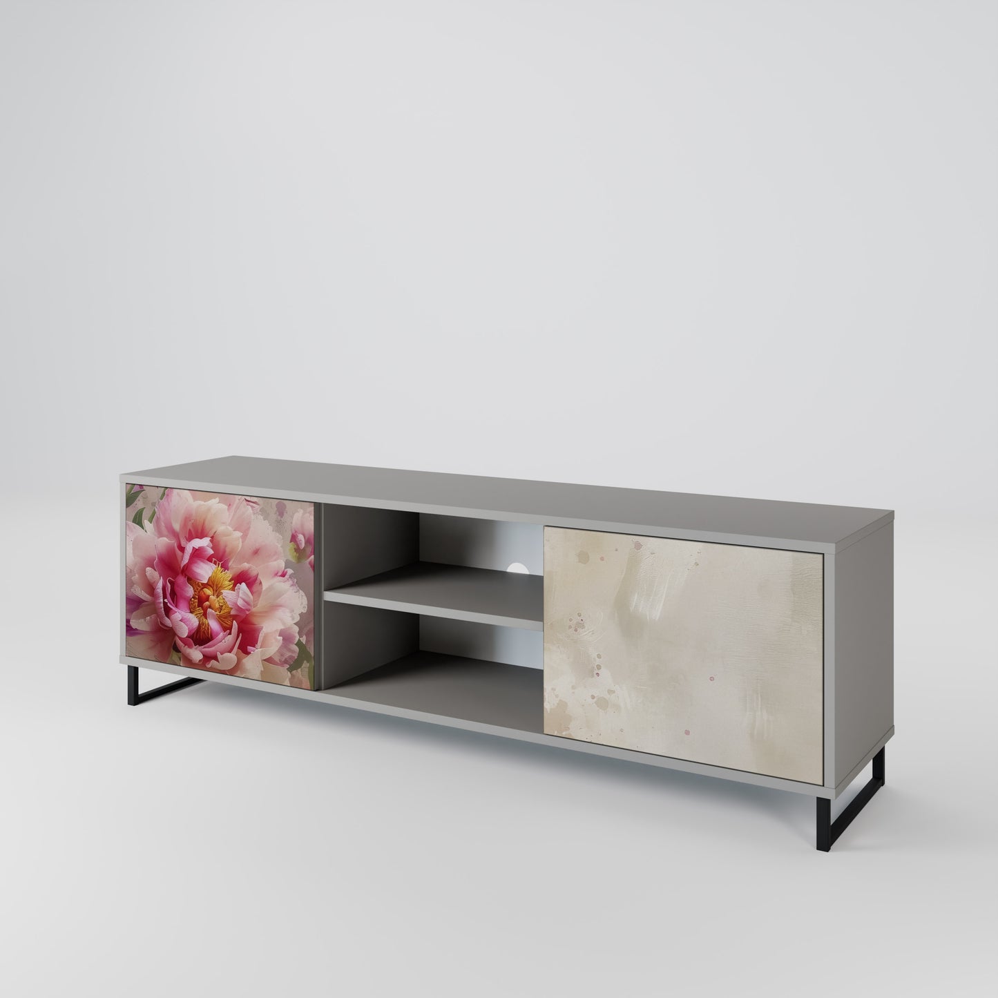 PEONY WHISPER 2-Door TV Stand in Grey Finish