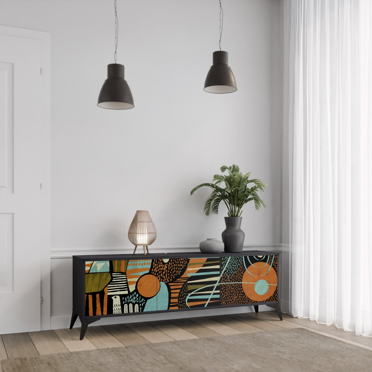 GEODE GLIMMER Mobile TV a 3 Ante in Finitura Nera