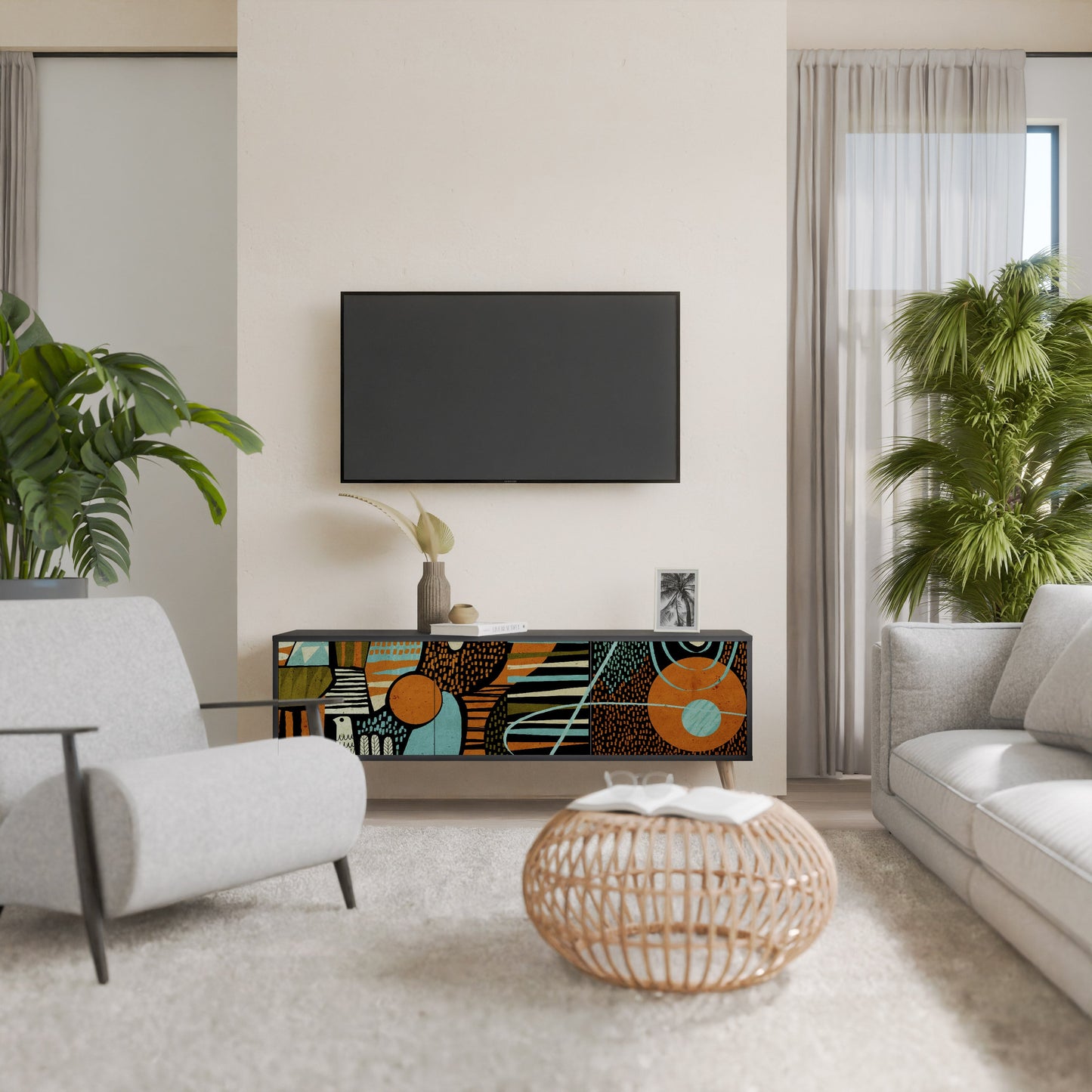 GEODE GLIMMER Mobile TV a 3 Ante in Finitura Nera