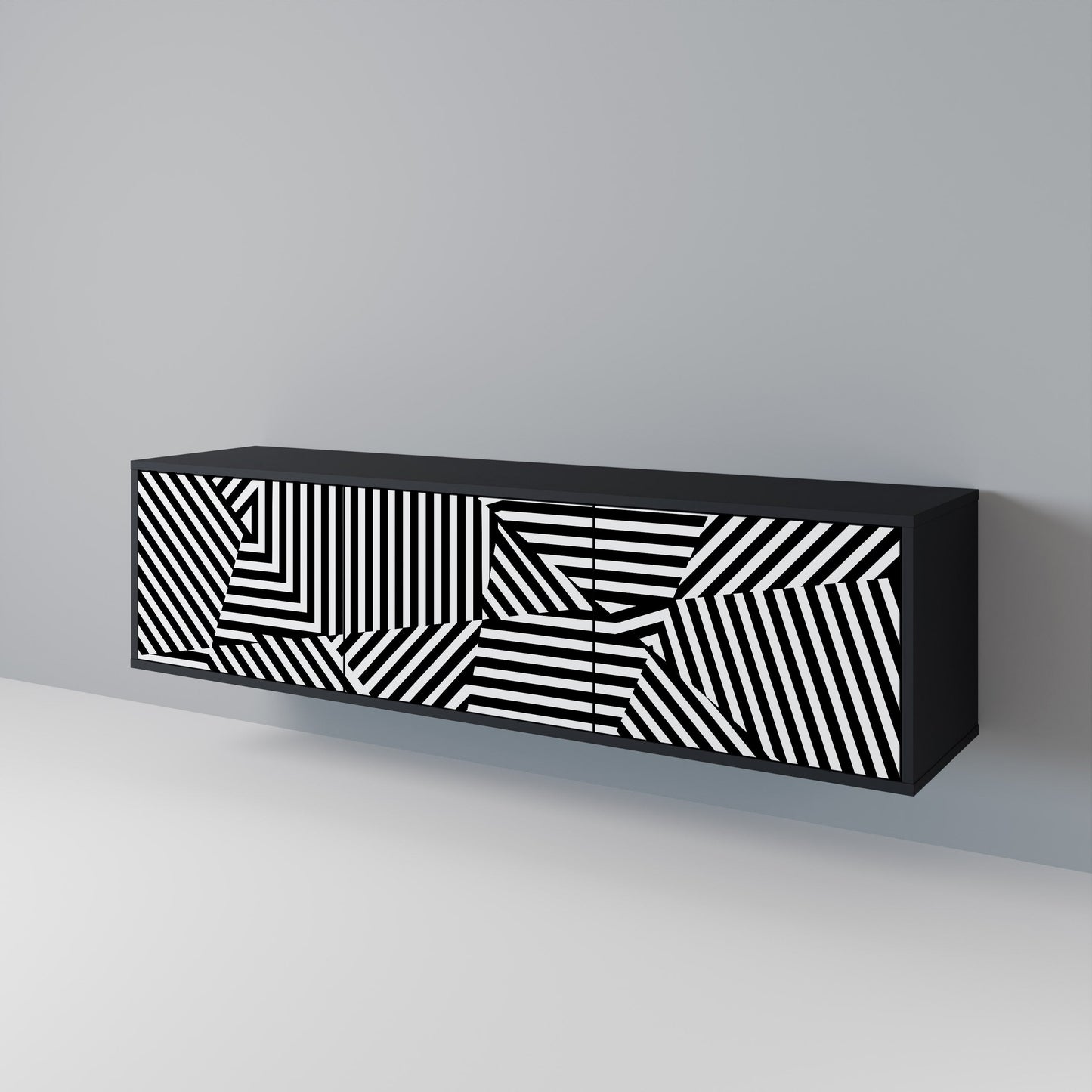 ILLUSIONARY LATTICE Mobile TV a 3 Ante in Finitura Nera