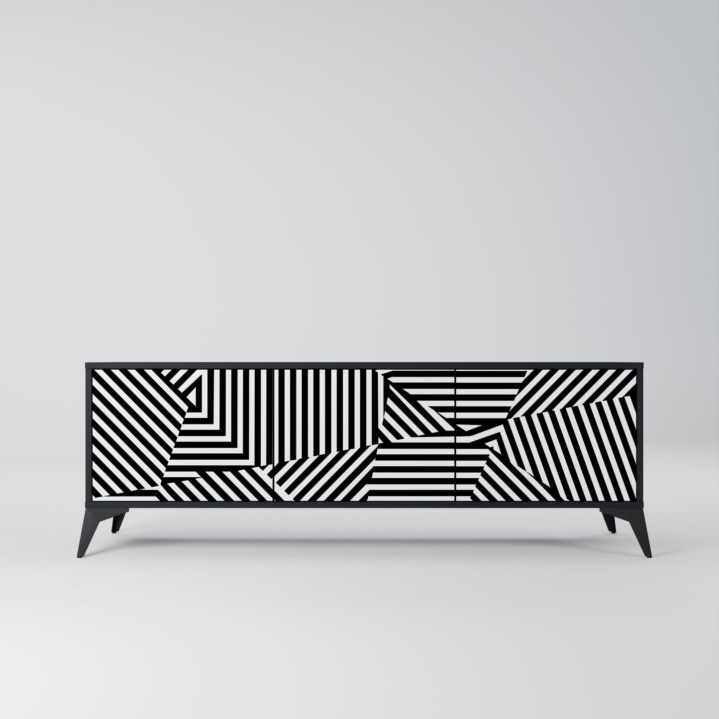 ILLUSIONARY LATTICE Mobile TV a 3 Ante in Finitura Nera