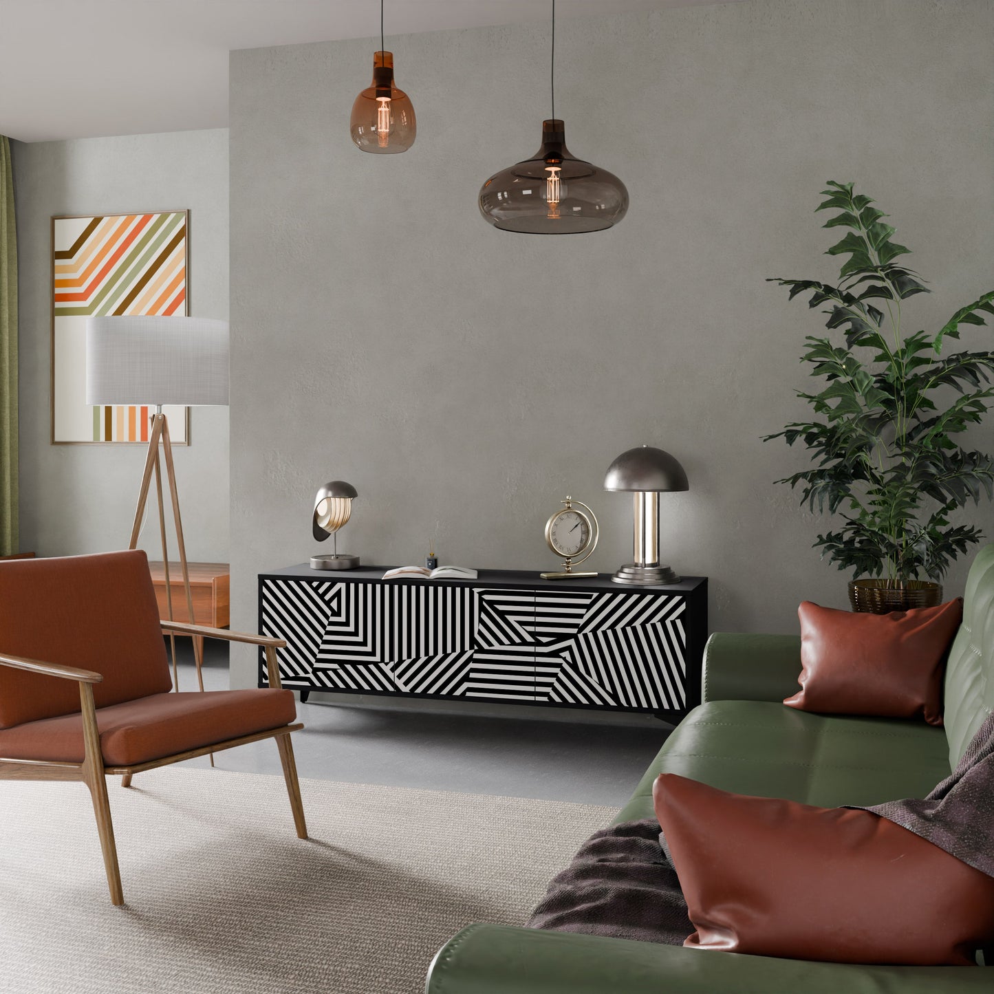 ILLUSIONARY LATTICE Mobile TV a 3 Ante in Finitura Nera