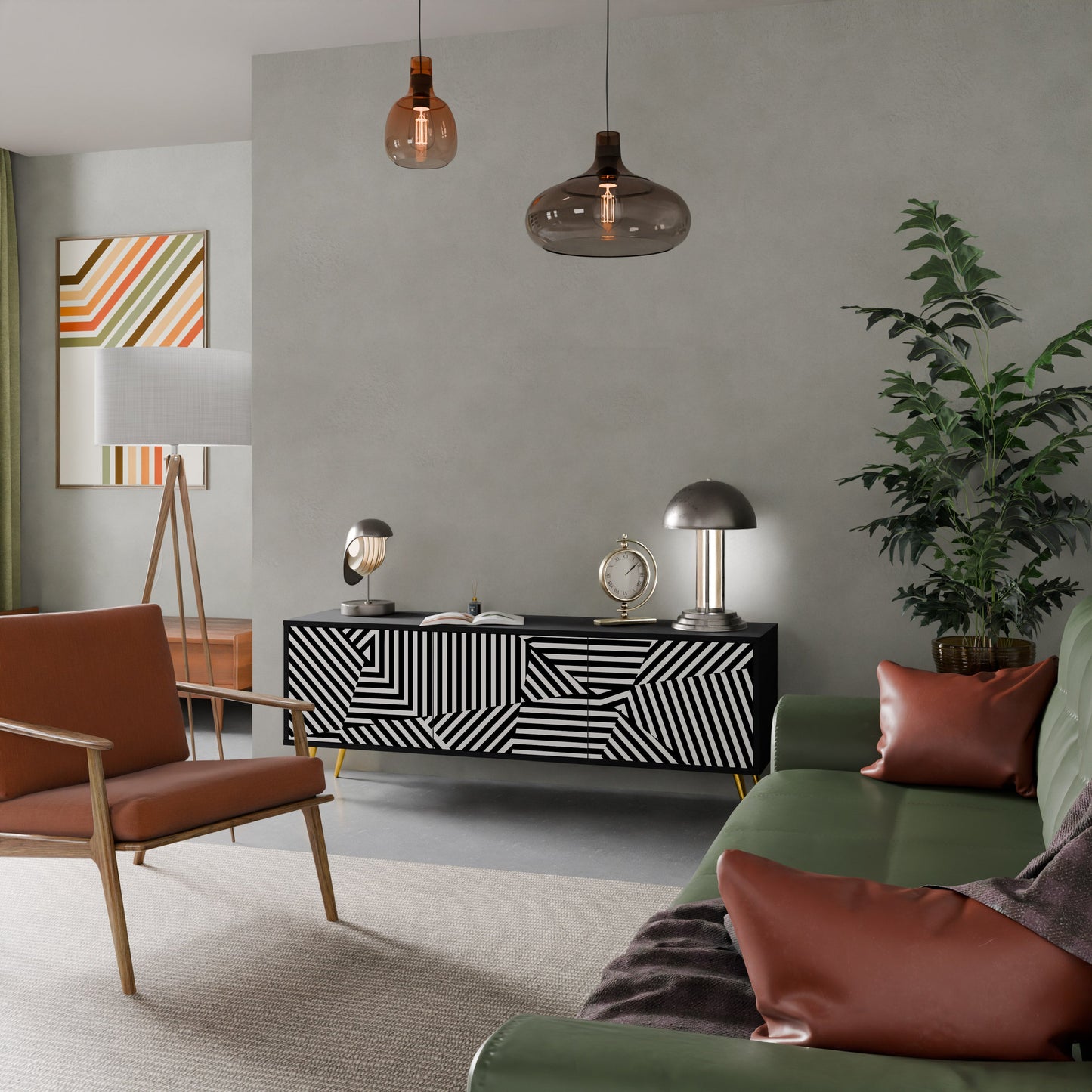 ILLUSIONARY LATTICE Mobile TV a 3 Ante in Finitura Nera