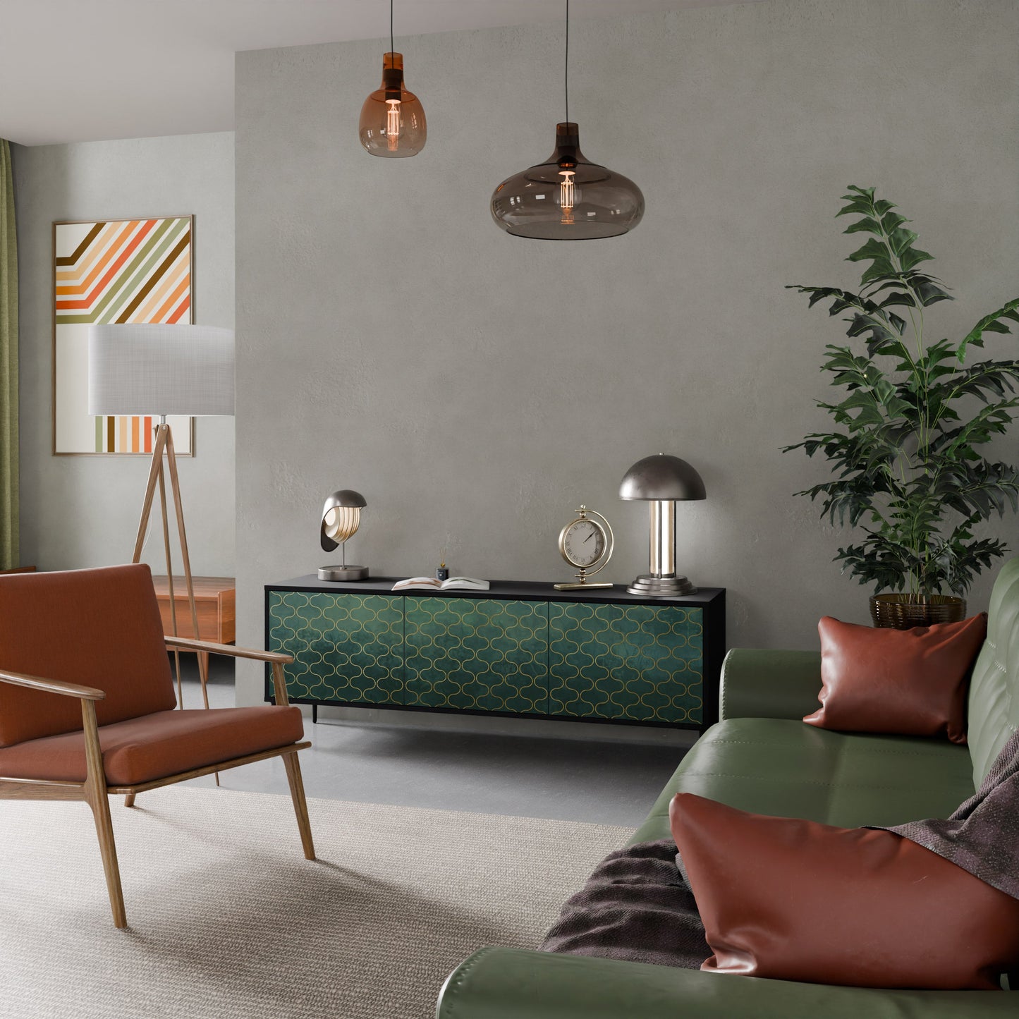 TESSELATED GREENERY Mobile TV a 3 Ante in Finitura Nera