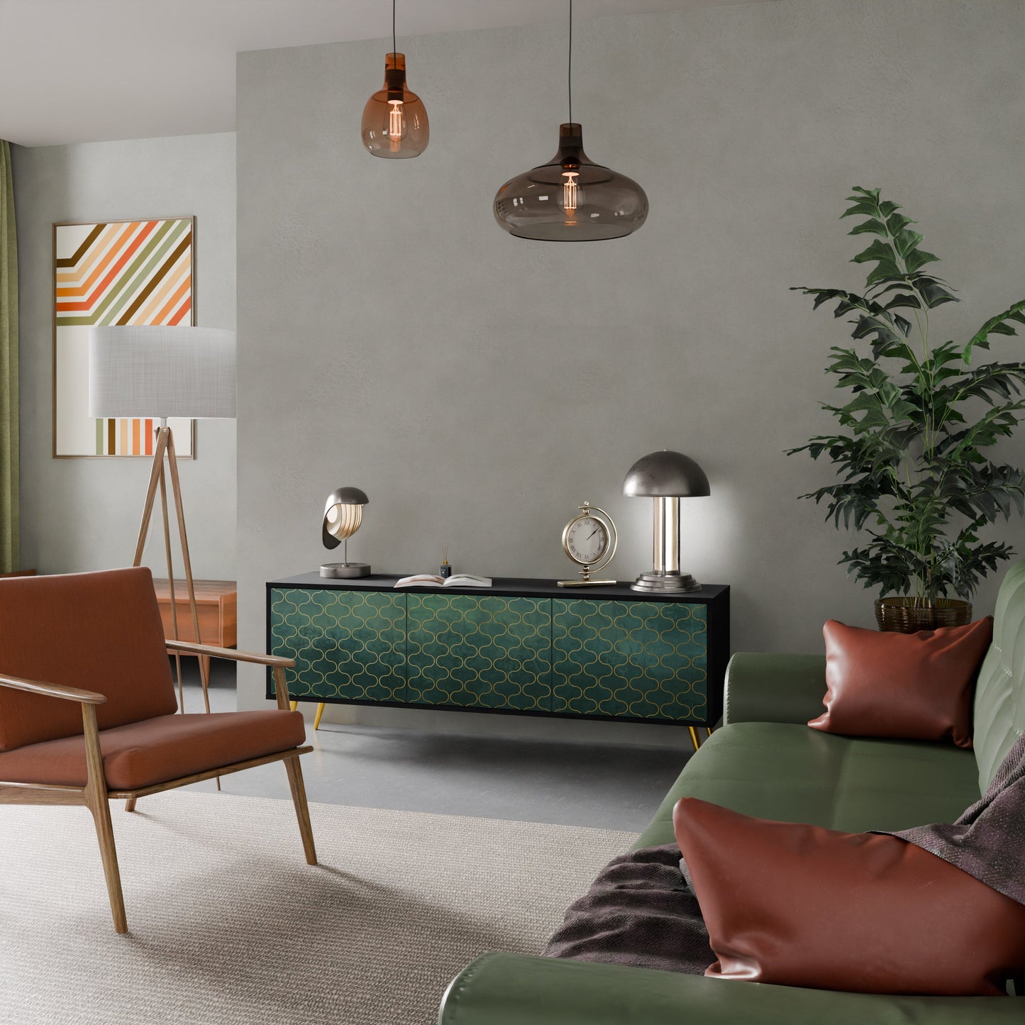 TESSELATED GREENERY Mobile TV a 3 Ante in Finitura Nera