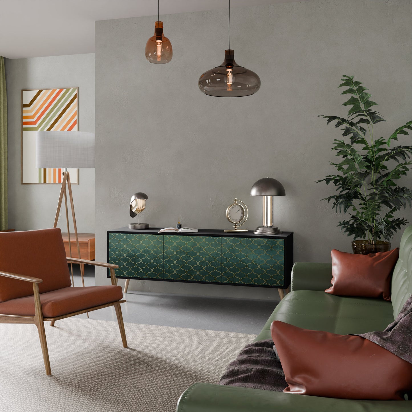 TESSELATED GREENERY Mobile TV a 3 Ante in Finitura Nera