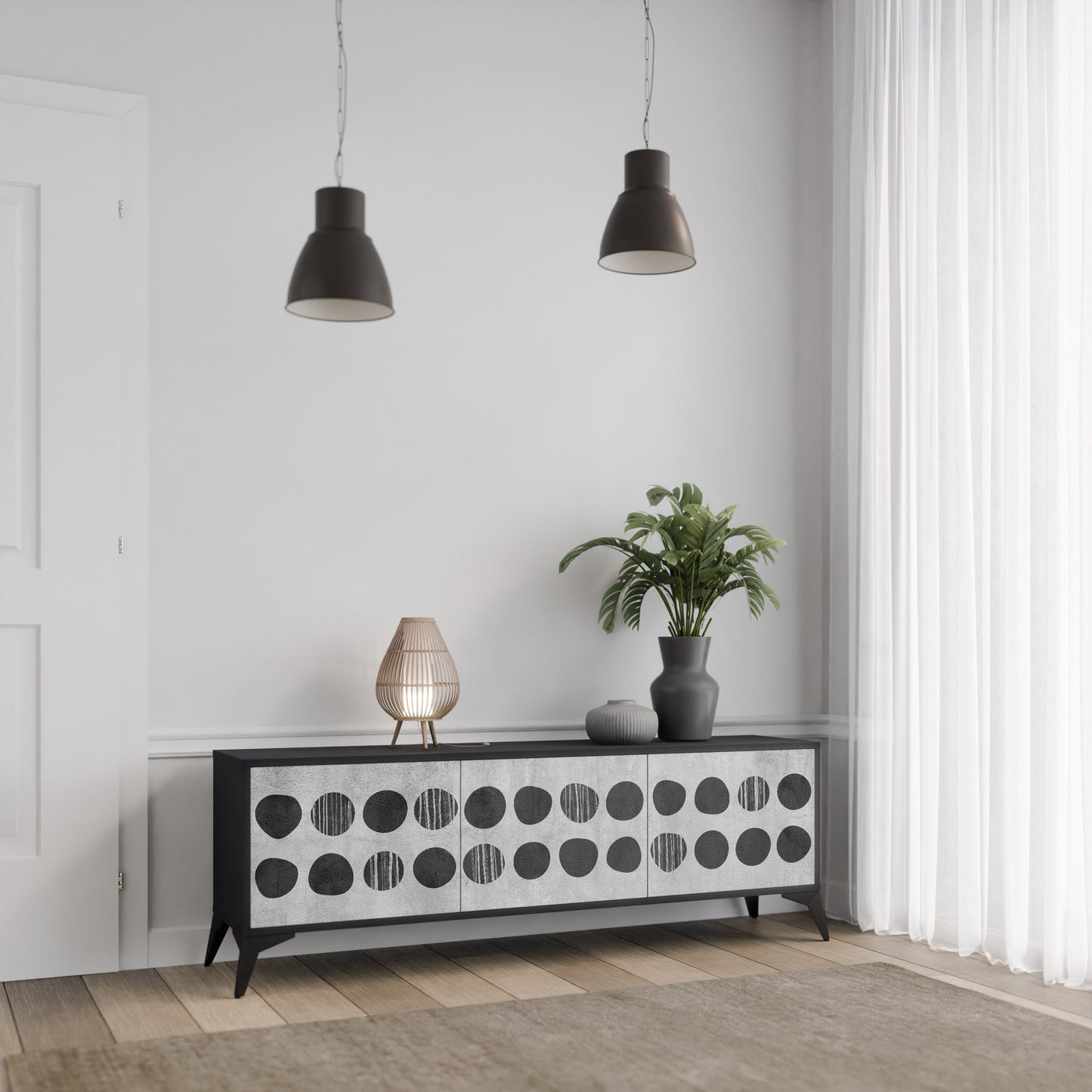 GHOSTLY GRADIENTS Mobile TV a 3 Ante in Finitura Nera