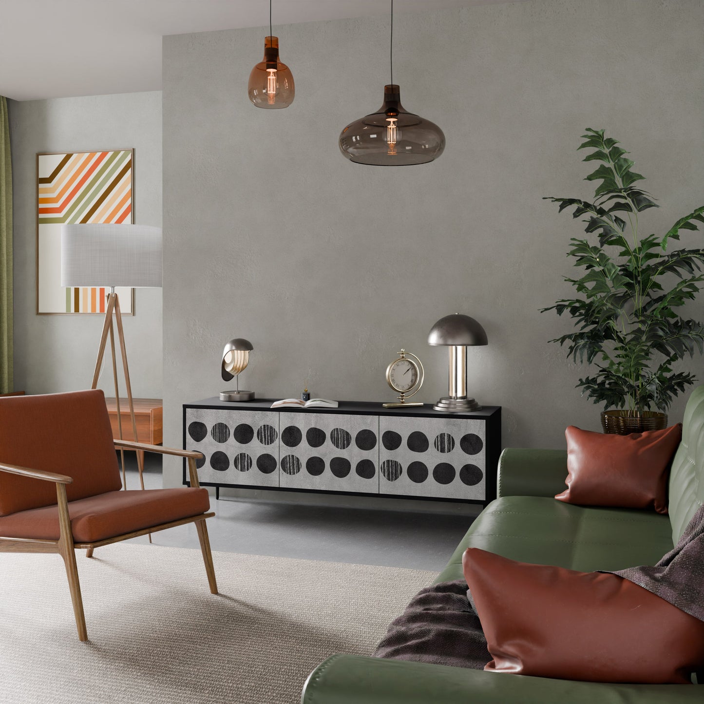 GHOSTLY GRADIENTS Mobile TV a 3 Ante in Finitura Nera