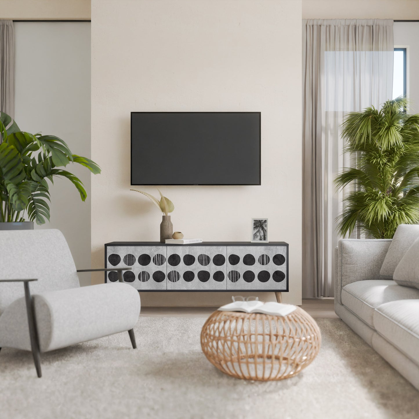 GHOSTLY GRADIENTS Mobile TV a 3 Ante in Finitura Nera