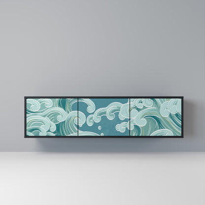 ASIAN SWAY 3-Door TV Stand in Black Finish