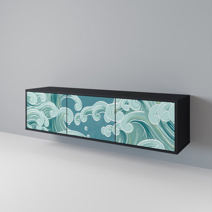 ASIAN SWAY 3-Door TV Stand in Black Finish