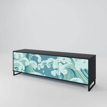 ASIAN SWAY 3-Door TV Stand in Black Finish