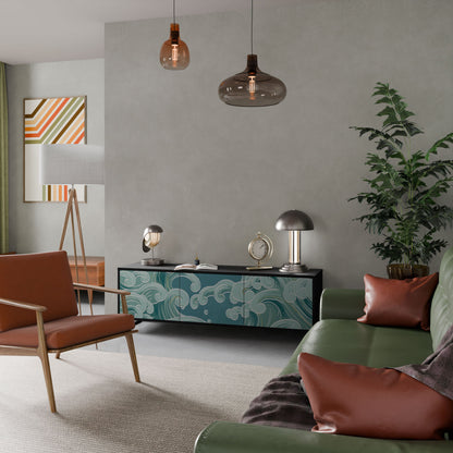 ASIAN SWAY 3-Door TV Stand in Black Finish