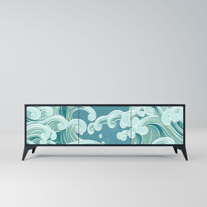 ASIAN SWAY 3-Door TV Stand in Black Finish