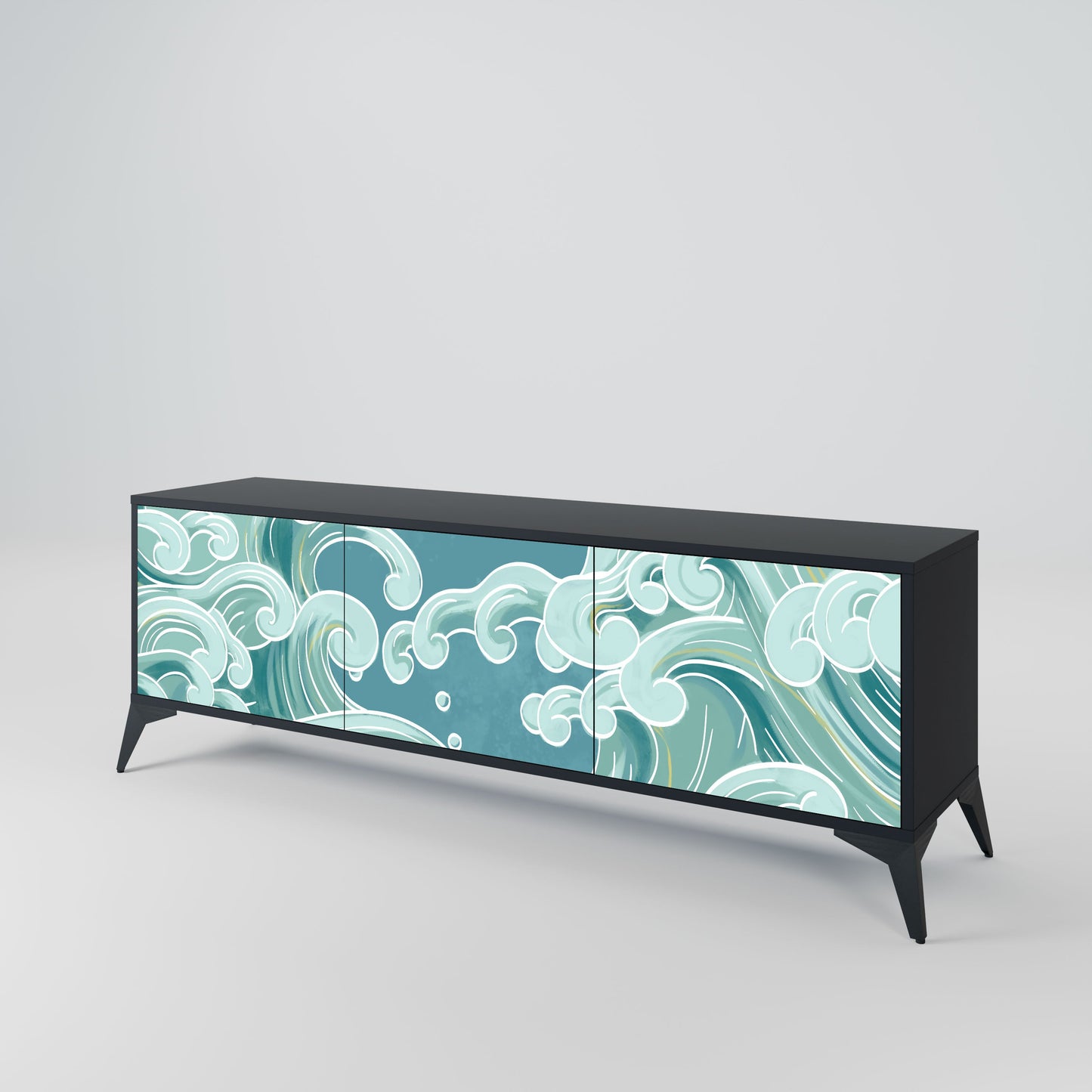 ASIAN SWAY 3-Door TV Stand in Black Finish