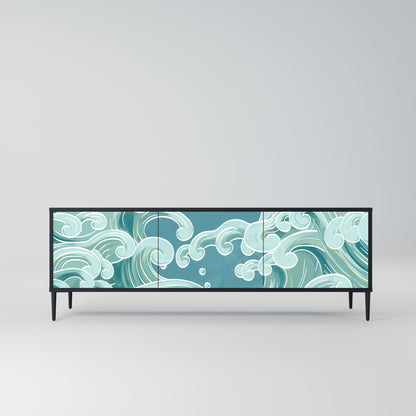 ASIAN SWAY 3-Door TV Stand in Black Finish