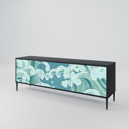 ASIAN SWAY 3-Door TV Stand in Black Finish