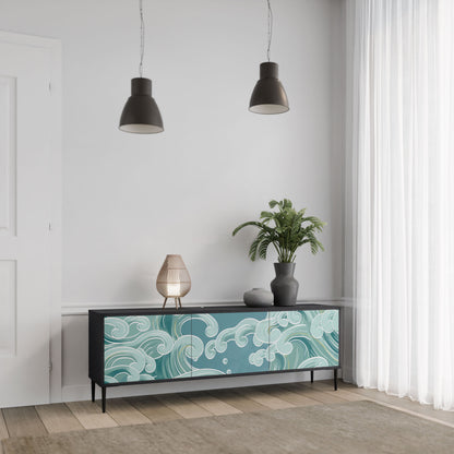 ASIAN SWAY 3-Door TV Stand in Black Finish