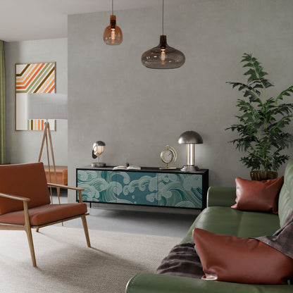 ASIAN SWAY 3-Door TV Stand in Black Finish