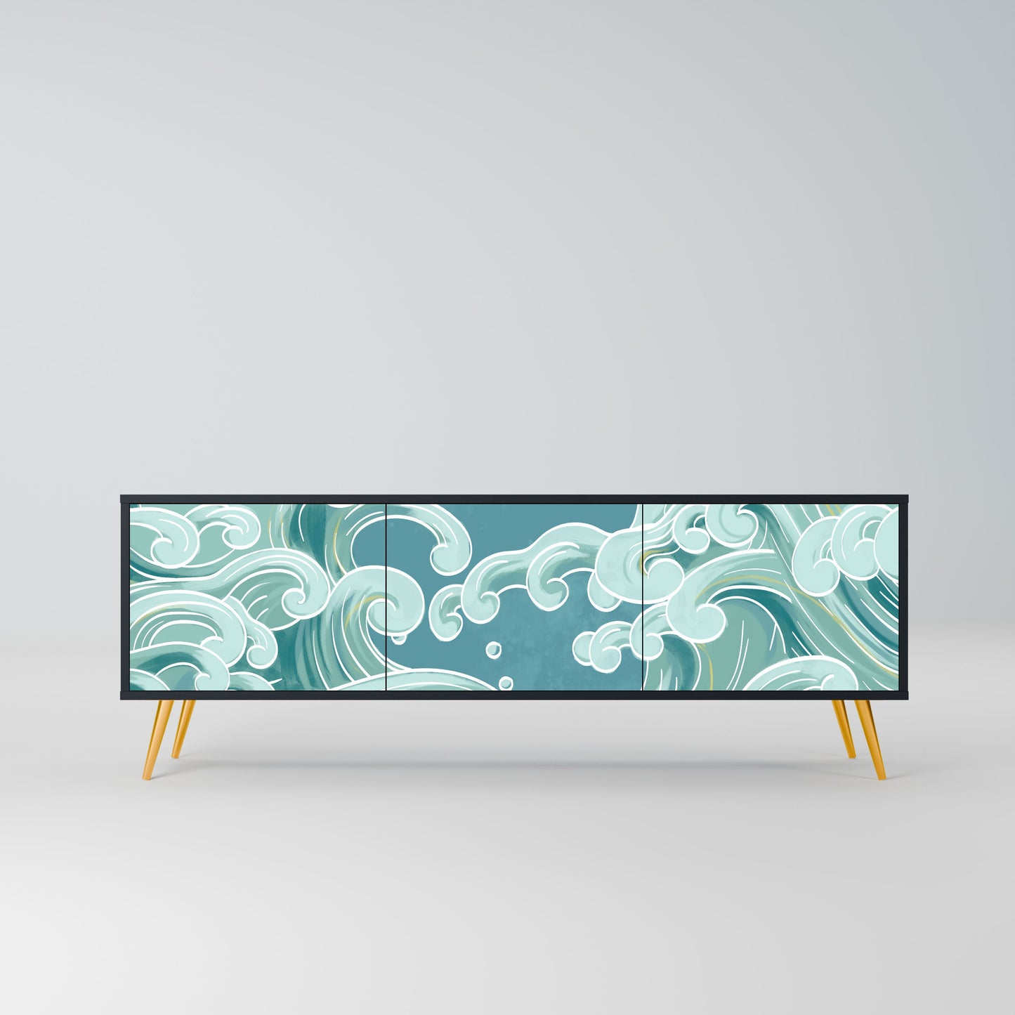 ASIAN SWAY 3-Door TV Stand in Black Finish