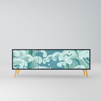 ASIAN SWAY 3-Door TV Stand in Black Finish