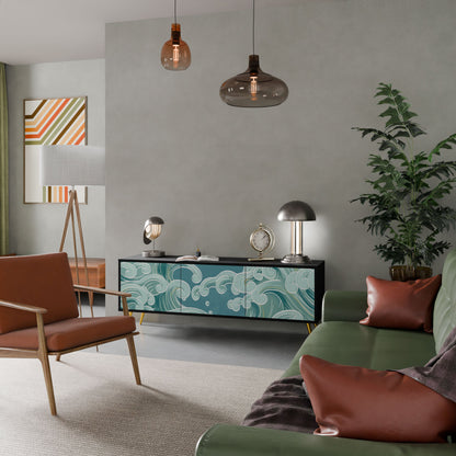 ASIAN SWAY 3-Door TV Stand in Black Finish