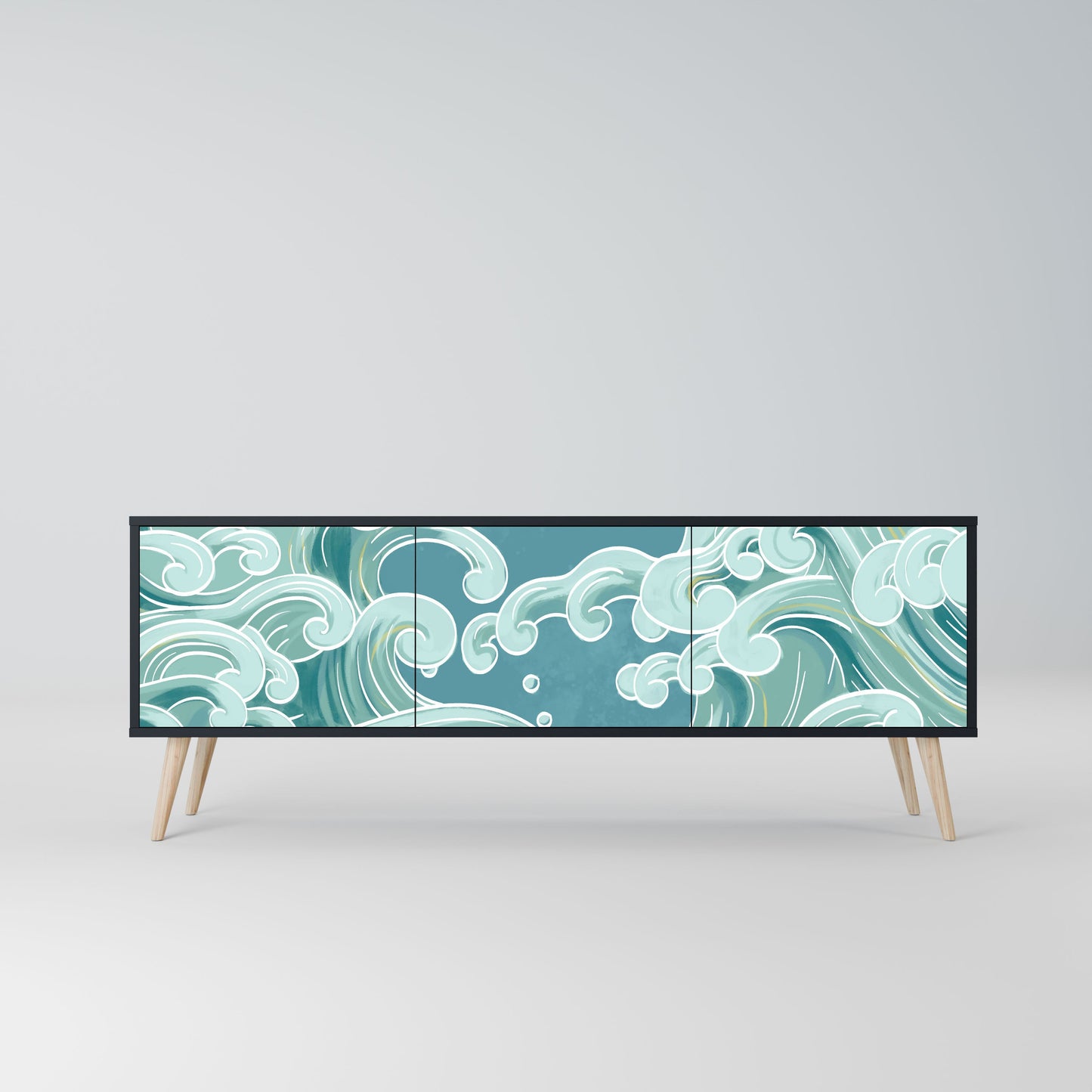 ASIAN SWAY 3-Door TV Stand in Black Finish