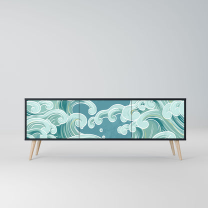 ASIAN SWAY 3-Door TV Stand in Black Finish