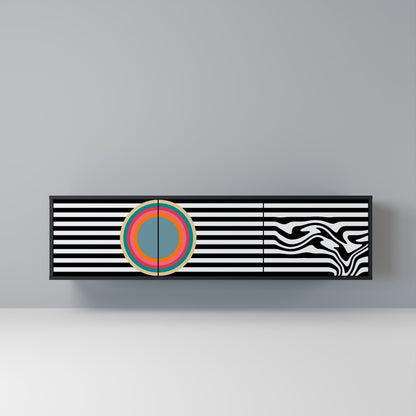 SPECTRA SHOWCASE 3-Door TV Stand in Black Finish