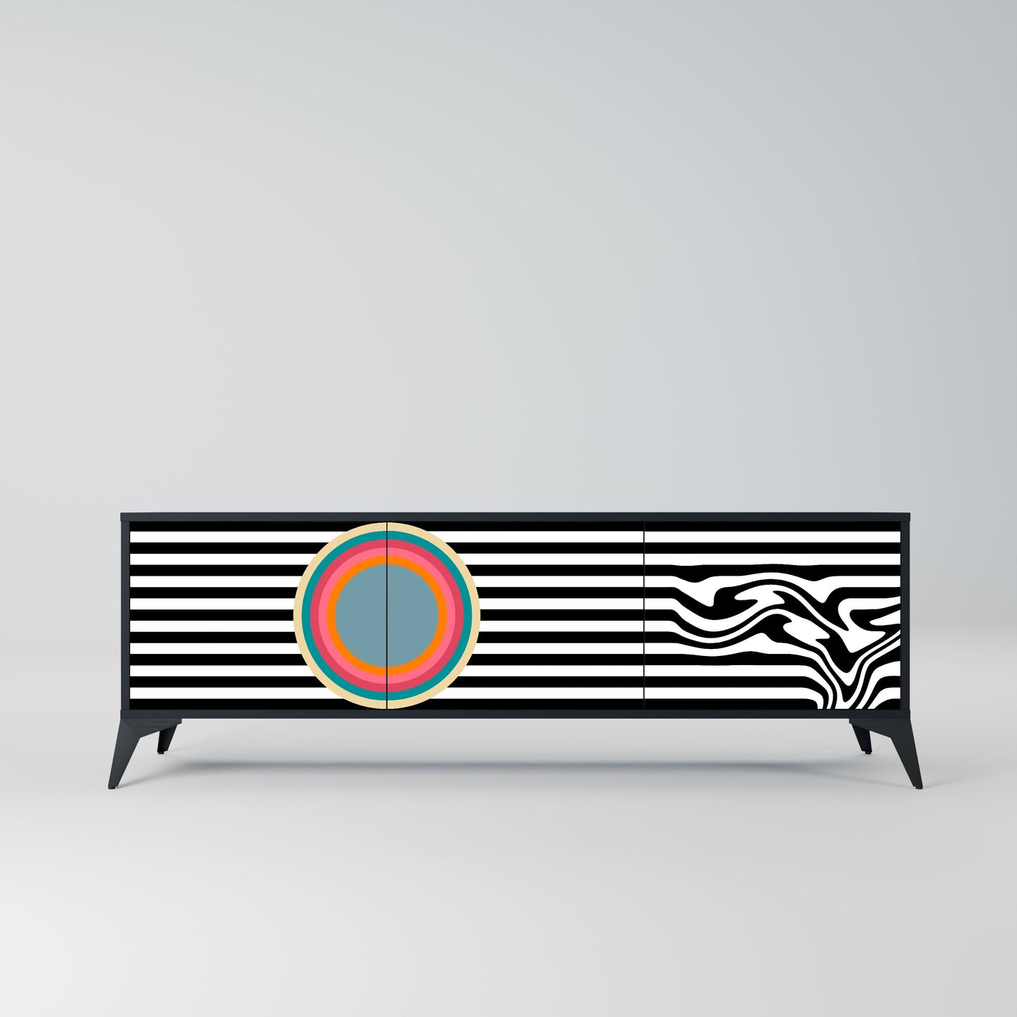 SPECTRA SHOWCASE 3-Door TV Stand in Black Finish