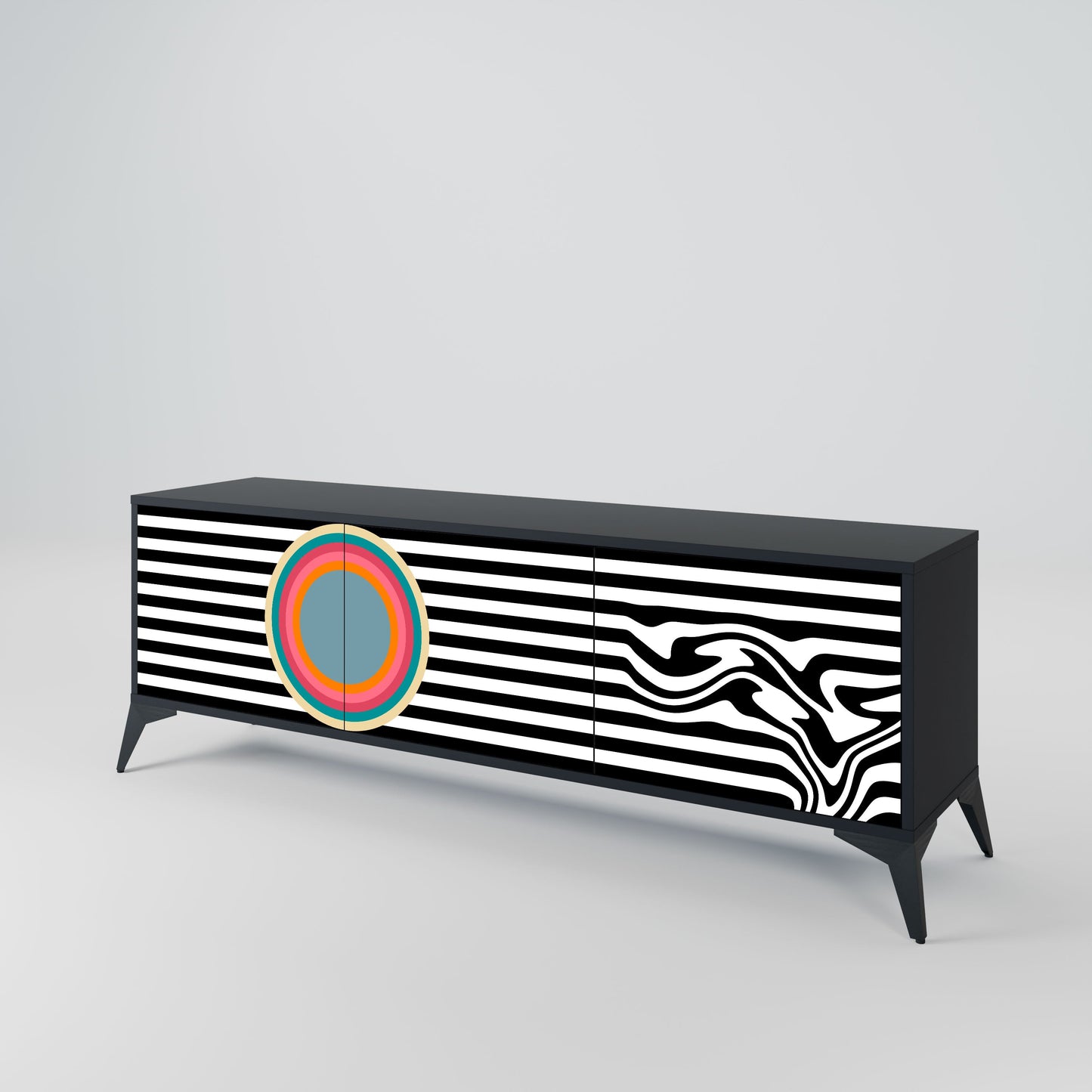 SPECTRA SHOWCASE 3-Door TV Stand in Black Finish