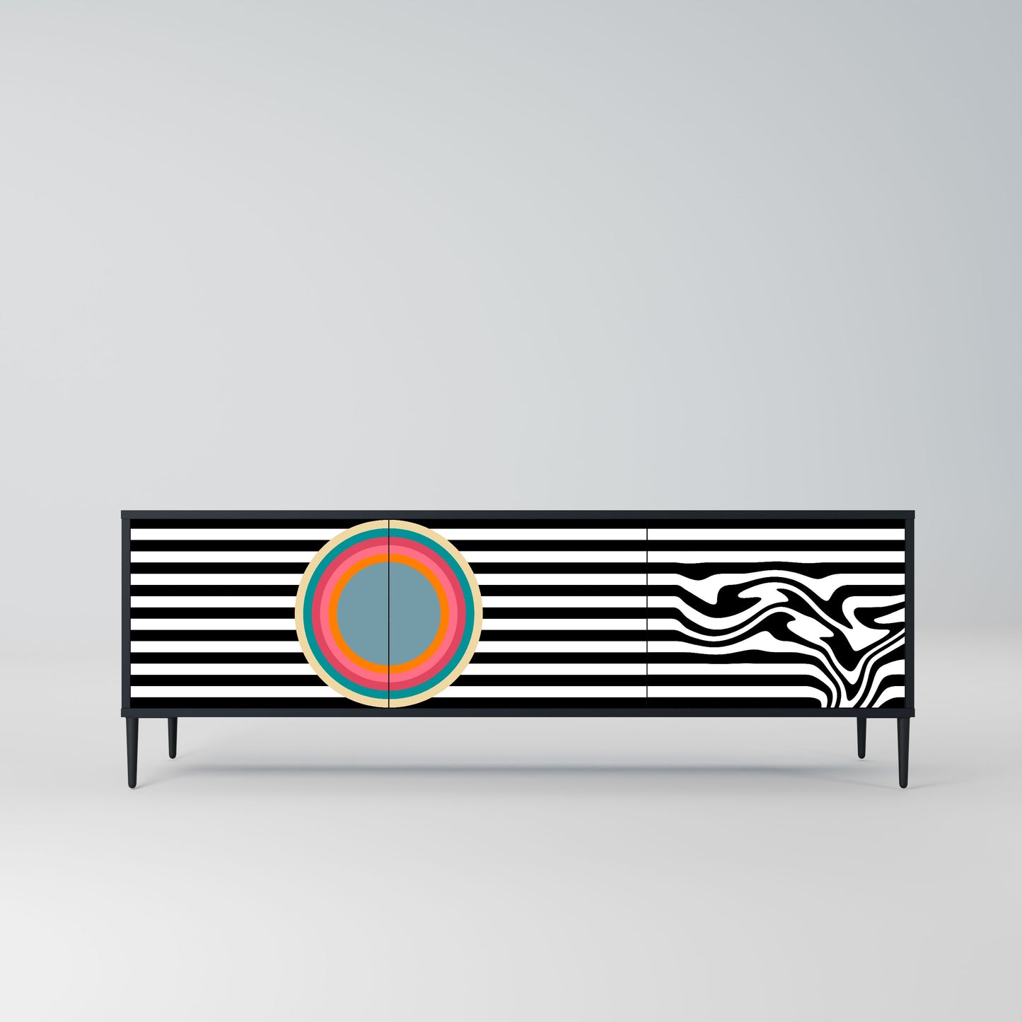 SPECTRA SHOWCASE 3-Door TV Stand in Black Finish