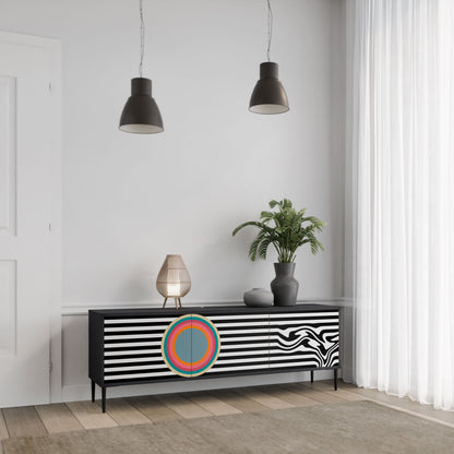 SPECTRA SHOWCASE 3-Door TV Stand in Black Finish