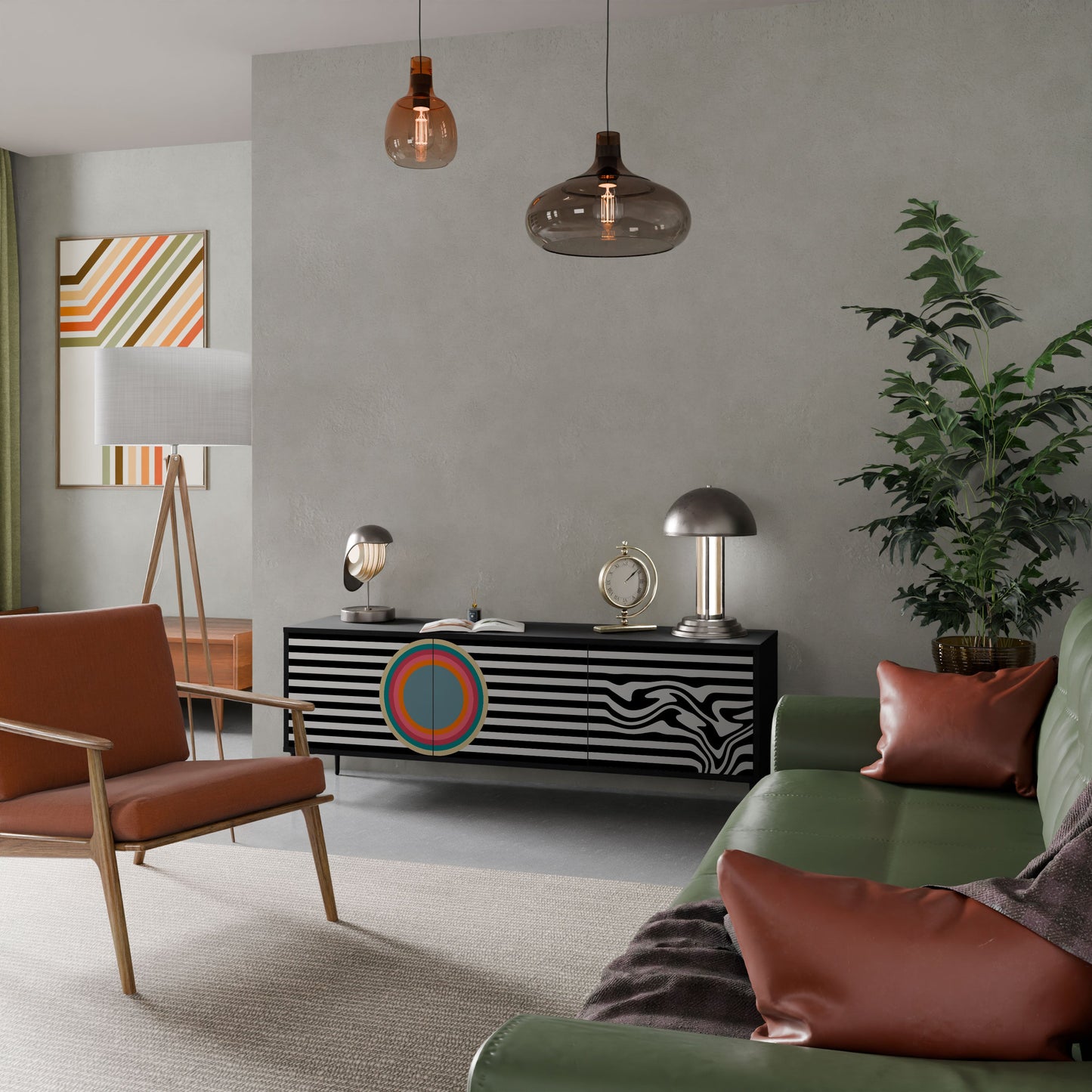 SPECTRA SHOWCASE 3-Door TV Stand in Black Finish